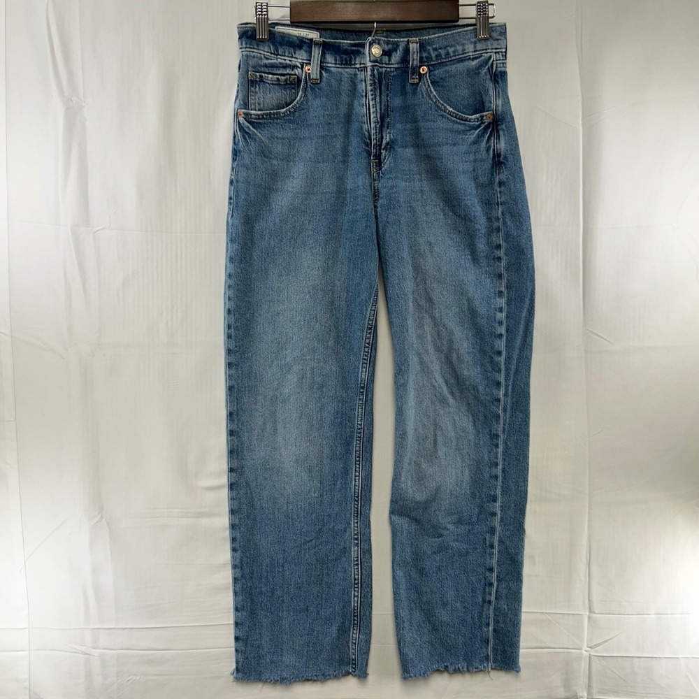 Gap Loose Mid Rise Jeans Womens 26/2 Blue Medium Indigo Raw Hem
